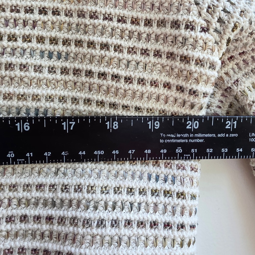Vintage Cream Thick Basketweave Knit Button Cardigan Sweater Granola Capsule - Picture 5 of 6